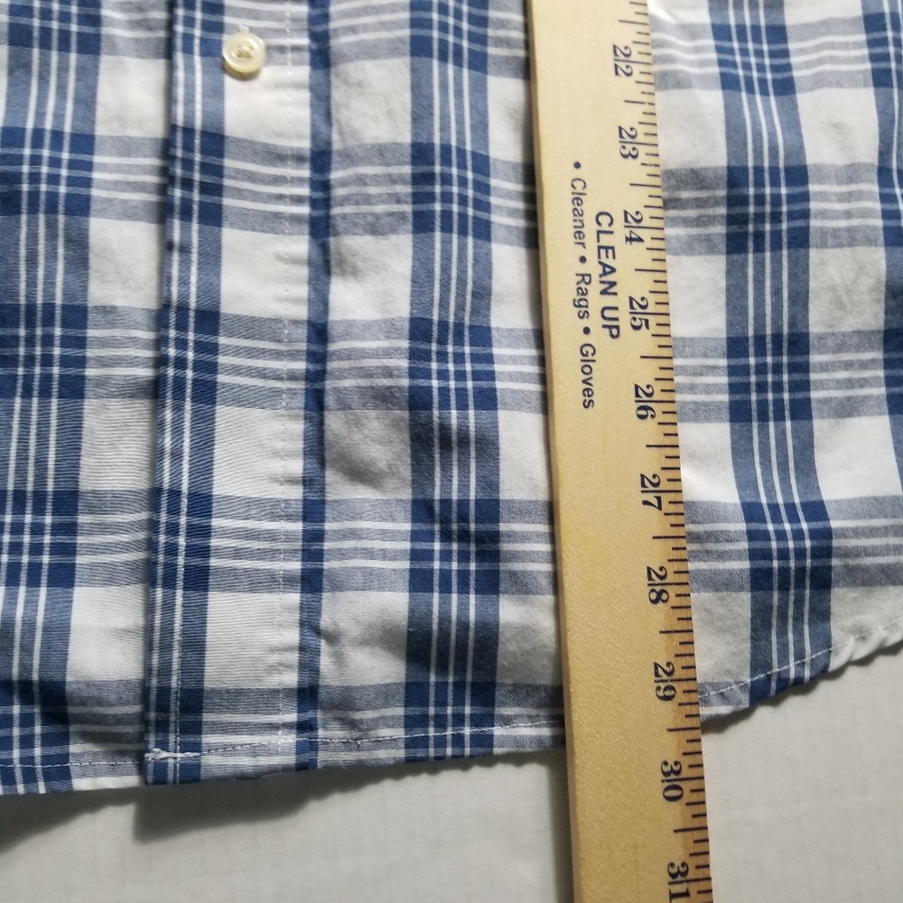 GEORGE MEN'S BUTTON DOWN SHORT SLEEVE BLUE AND WHITE SHIRT SIZE XL - Picture 6 of 11
